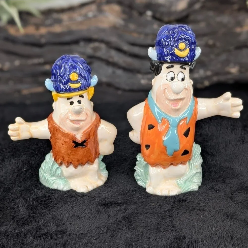 Vintage Fred Flintstone and Barney Rubble Salt & Pepper Shakers - Hanna Barbera